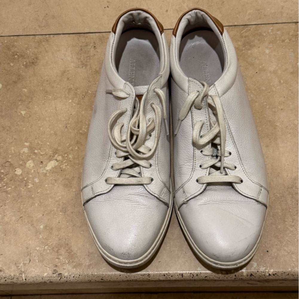 Allen Edmonds White Leather Courtside Minimalist Low Top Sneakers Shoes 12D
